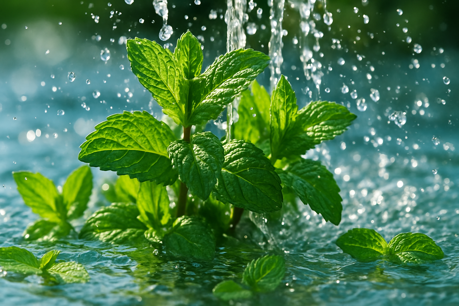 water and mint