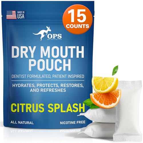 OPS Dry Mouth Relief Pouch packaging with citrus splash flavor on a white background