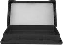 Black plastic container with a lid on a white background for dry mouth pouches